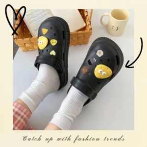 LHSunday รองเท้าส้นตึก แฟชั่นผู้หญิง2023 สีทูโทนน่ารักสดใส สวมง่าย ใส่ได้ทุกโอกาส