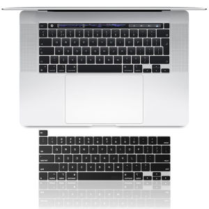 ผิวฝาครอบแป้นพิมพ์สำหรับ MacBook Pro 13 2020 -2022 ชิป M1 A2338/A2289/A2251 และ 2020-2019 Pro 16 นิ้ว (A2141) ตัวป้องกัน (สีดำ)