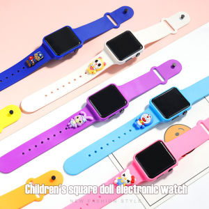 🔥Orfila Square Children Cute Doll Watch LED Electronic Sports Watch Cute Cartoon Wristband Childrens Watch COD