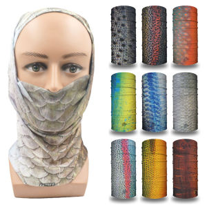 Fish Scales Pattern Neck Gaiter Mask Men Women Outdoor Sport Seamless Tube Bandana Headband Balaclava Cycling Scarf Fishing Fac