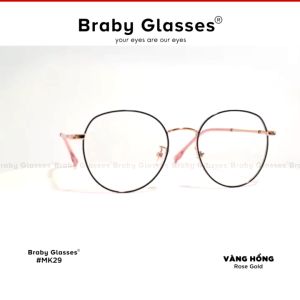 Gọng Kính Cận Thời Trang Nam Nữ Braby Mắt Tròn Chất Liệu Kim Loại Thanh Mảnh Đơn Giản Nhiều Màu Lựa Chọn Mk29