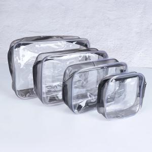 【sg】Women Clear PVC Zipper Waterproof Travel Cosmetic Bags Transparent Makeup Bag Bathroom Supplies Wash Beauty Kit Bag 4件套透明化妆包