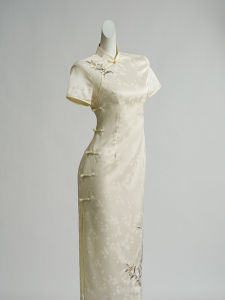 Light Beige Embroidered Cheongsam Summer New Chinese Style Dress
