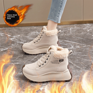 CUOYI | Leather Lined Winter Boots Womens High Top Warm Snow Boots