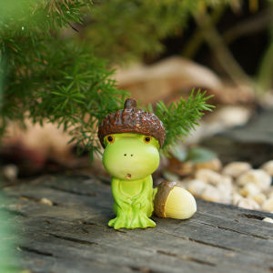Cute Creative Frog Figurine Stress Relief Doll Emotion Stabilizer Garden Balcony Flower Pot Landscape Miniature Decoration Resin Material Green Color