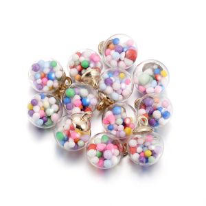 10Pcs Charms Star Sequins Transparent Glass Ball 16mm Pendants Crafts Making Findings Handmade Jewelry DIY for Earrings Necklace