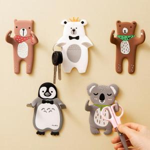 Cartoon Animal Wall Decorations PVC Hooks No Nail Needed Bendable Adhesive Hooks Home Wall Storage Organizer Rotatable Hook