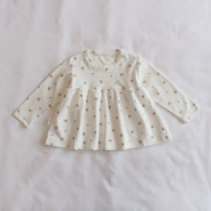 ผ้าฝ้ายลายดอกไม้เสื้อยืดสําหรับเด็กทารกเด็กวัยหัดเดินหลวม Fit แขนยาวฤดูใบไม้ผลิฤดูใบไม้ร่วงเสื้อผ้าเด็ก 9 เดือน 2 ปี