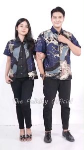 felicitybatik - Atasan Couple Blouse Batik Kantor Wanita Kemeja Batik Pria Seragam Jumbo [ penyu ]