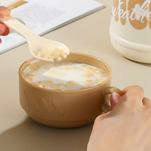 304 Stainless Steel Breakfast Cup with Spoon Portable Soup Cup