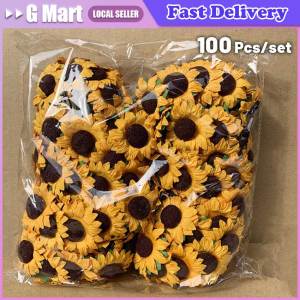🌻【 Sunflower Daisy Flower】100Pcs Artificial Sunflower Daisy Flower Head Wedding Birthday Party Decor DIY Scrapbooking Wreath Craft Fake Flowers