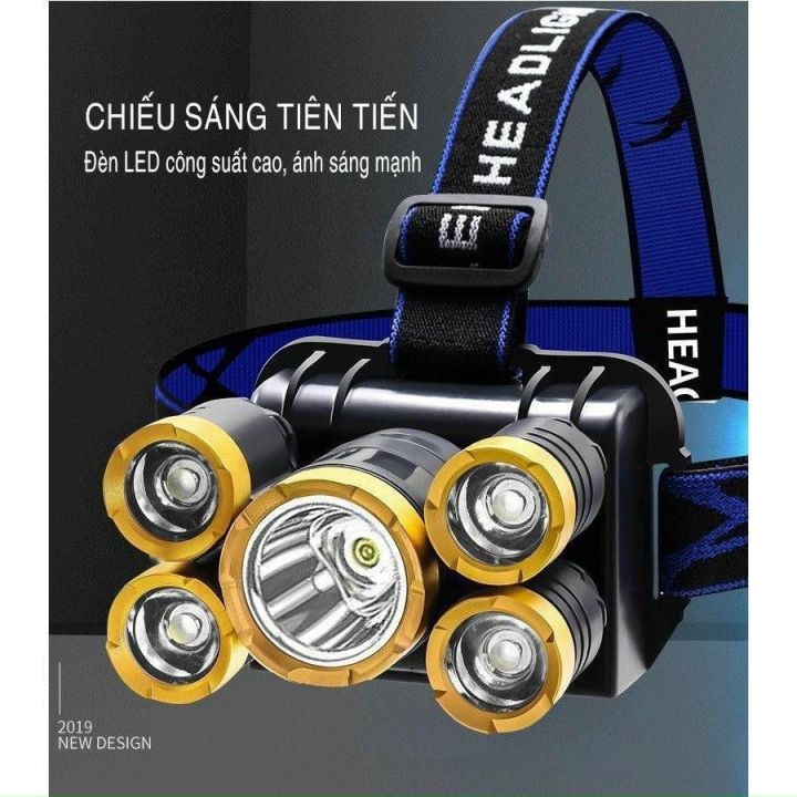 Đèn Đội Đầu 5 Bóng Tròn Dùng Pin Sạc (Loại Rẻ) Thông số kỹ thuật: -Zoom ...