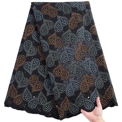 African Embroidered Cotton Lace Fabric Dubai 2024 Swiss Voile Lace Fabric High Quality Nigerian Fabric for Women Dress Sew A2234