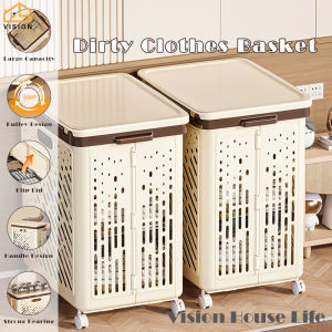 Tầm Nhìn Giỏ đựng quần áo có thể gấp lại được Với Nắp Di Chuyển Rổ đựng đồ giặt Công Suất Lớn quần áo bẩn Giỏ quần áo phòng tắm giá lưu trữ Với Bánh Xe Đồ Lặt Vặt Lưu Trữ Xe Đẩy