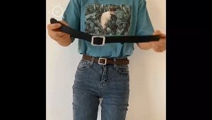 FinDee เข็มขัด หญิง ชาย เข็มขัด เข็มขัดยีนส์หัวทรงสี่เหลี่ยม สีพื้น เข็มขัดแนวหวินเทจ womens belt