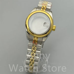 28mm Polished Round Steel Watch Case For Ladies Waterproof Sapphire Glass Fit NH05 NH06 Movement Watch Replacement Parts