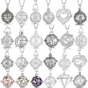 Mexico Chime Painting Angel Caller Aromatherapy Lockets Necklace Exquisite Music Ball Titanium Steel Chain Jewelry Women Pendant