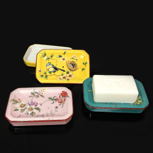 Household Bathroom Ceramic Double Layer Drain Soap Box American Bathroom Soap Holder Soap Dish Soap Dish Soap Holder Soap Holder