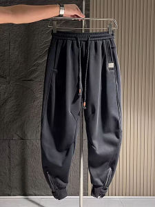 กางเกงลำลองทรงหลวมสำหรับผู้ชายและผู้หญิง ซิปตกแต่ง ทรงเอวกลาง กางเกงขายาวทรงฮาราจูกุ สีพื้น กางเกงขายาวลำลอง ฤดูใบไม้ผลิและฤดูใบไม้ร่วง