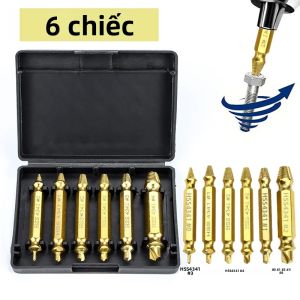 Bộ Dụng Cụ Tháo Vít Bị Hư Hỏng 6 Món Dụng Cụ Tháo Bu Lông Và Đinh Tán Bị Gãy Mũi Khoan Thép Mềm Hàm Lượng Carbon Thấp Dùng Cho Gia Công Kim Loại
