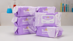 Poomsoft 10 Packs 1000 Pcs Baby Wet Wipes Lavender Scented No-Alcohol Gentle Disposable Cotton Wipes