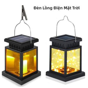 Đèn Lồng Năng Lượng Mặt Trời Kiểu Cổ Điển Treo Ngoài Trời Đèn Nến LED Trang Trí Cảnh Quan Cho Ban Công Sân Vườn Sàn Nhà