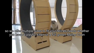 HATELI Wood Cat Exercise Wheel for Indoor Cats Large Silent Cat Running Treadmill Wheel with Carpeted Runway For All Cats