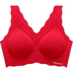 AIMO | Red Underwear Set For Women Marriage Bride Gather Year Of Snake Gift Boxed Nylon Material V-Neck Bra Fixed Strap No Underwear