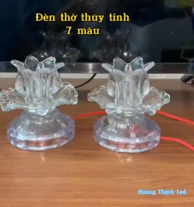 Bộ 2 đèn thờ pha lê đổi màu cao 9.5cm- 10.5cm-  tùy chỉnh nhiều chế độ sáng 1 đổi 1 nếu bể vỡ hư hỏng- đèn thờ 7 màu