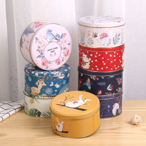 round Corrugated Iron Biscuit Candy Packaging Box Wedding Favor Box Snowflake Snack Tin Can Kitchen Cooking Baking Supplies