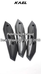 Cover Knalpot Honda Beat New FI-F1-Street eSP 2016-2017-2018-2019 Karbon-Carbon-Polos Hitam Tutup-Tameng-Pelindung Kenalpot-Muffler-Exhaust