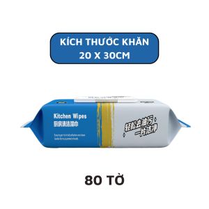 Khăn Uớt Lau Bếp Đa Năng Gói 80 Tờ Khăn Giấy Uớt Vệ Sinh Nhà Bếp Bát Đĩa Siêu Dai An Toàn Cho Da Tay Cỡ Lớn