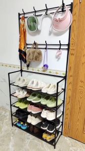 NJCAR 8816 ถูกที่สุด  ชั้นวางรองเท้า ราวตากผ้าพร้อมชั้นวางของ ชั้รวางของ ราวแขนหมวก 3 4 5ชั้น