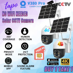 V380 Pro 4G SIM Outdoor Solar CCTV Camera No Wifi Need 360 Waterproof HD Surveillance Two-Way Audio Color Night Vision IP Security Camera
