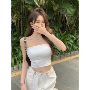 เสื้อกั๊กเกาะอกเซ็กซี่ทรงเข้ารูปสำหรับผู้หญิง ชุดชั้นในสองชั้น ไม่มีสาย ป้องกันการสัมผัสได้ ชุดชั้นในสั้นสำหรับผู้หญิง