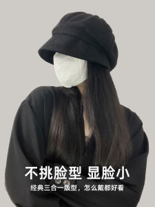 Retro Fisherman Hat Womens Beret Cap Short Brim Face Slimming Suede Three-in-One Design Autumn Winter New Style Hair Accessories