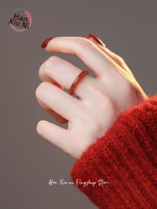HANXIUNI | Auspicious Red Agate Minimalist Ring