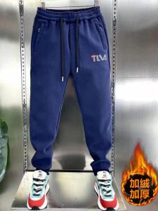 Mens Fleece Lined Thickened Loose Fit Sport Pants Autumn Winter New Style Casual Trousers Trendy Brand Youth Pop Culture