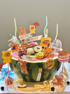 Adorable Home Baking Accessories Cute Bear Candle for Watermelon Cake Decoration Perfect Birthday Gift Idea