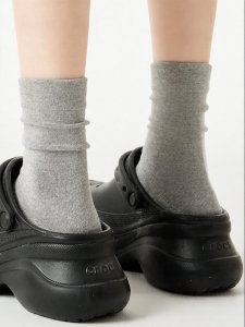 PRIMEET | Grey Cotton Moisture-wicking Boneless Mid-calf Socks