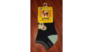 Vớ Trẻ Em Ánh Minh AMIGO - Cổ thấp màu xanh hình gấu