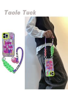 Adjustable Graffiti Lanyard Phone Case for Apple 14 15Pro Max 11 13 New Style Crossbody Soft Anti-Fall Side Back Durable Silicone Shell