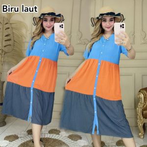 daster pelangi / dres pelangi / dress pelangi / homedres motif pelangi / pakaian santai wanita / pakaian santai motif / daster santai / daster kancing depan / daster lengan pendek / daster pantai / Dres pantai / dress pantai