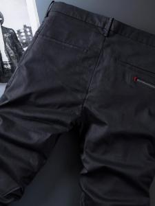 กางเกงลำลองชายยีซูเอฟิตหลวมขาตรงทรงสลิมฟิตยืดหยุ่นสีดำ กางเกงขายาวทรงตรงแฟชั่นสำหรับผู้ชาย สไตล์เกาหลี