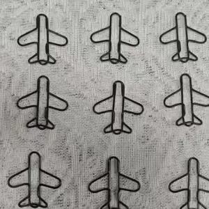 15Pcs Black Airplane Paper Clips Metal Plane Bookmarks Cool Aviation Stationery Gifts for Pilots Travel Lovers Office Supplie