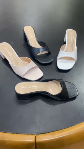 Giày guốc 3 phân mules Annmodels bản ngang chất liệu xi mờ cao cấp _GSD031T