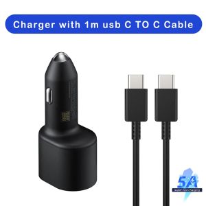 Samsung | Samsung Dual Usb Car Charger 60w 45w 15w Type C Auto Chargeur Cargador Galaxy A50 A55 S24 S23 S22 Ultra Note 20 10 Z Flip Fold 6