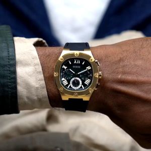 [Promo] Jam Tangan Pria Guess GW0571G3 Headline Green Dial Black Silicone Strap Original Garansi 2 Tahun [✔COD][100% Authentic]