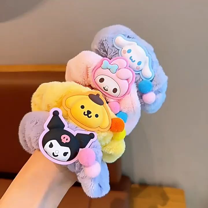 1pcs儿童毛绒发绳可爱库洛米大肠发圈百搭头绳小清新橡皮筋头饰女发圈1pcs Kids Flurry Hair Ties Rubber ...