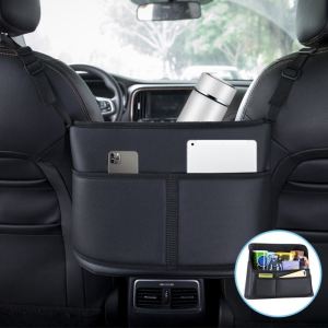 Leather Car Seat Middle Hanger Storage Bag Large Capacity Purse HolderAuto Seat Middle Hanger Storage Bag Car Organizer